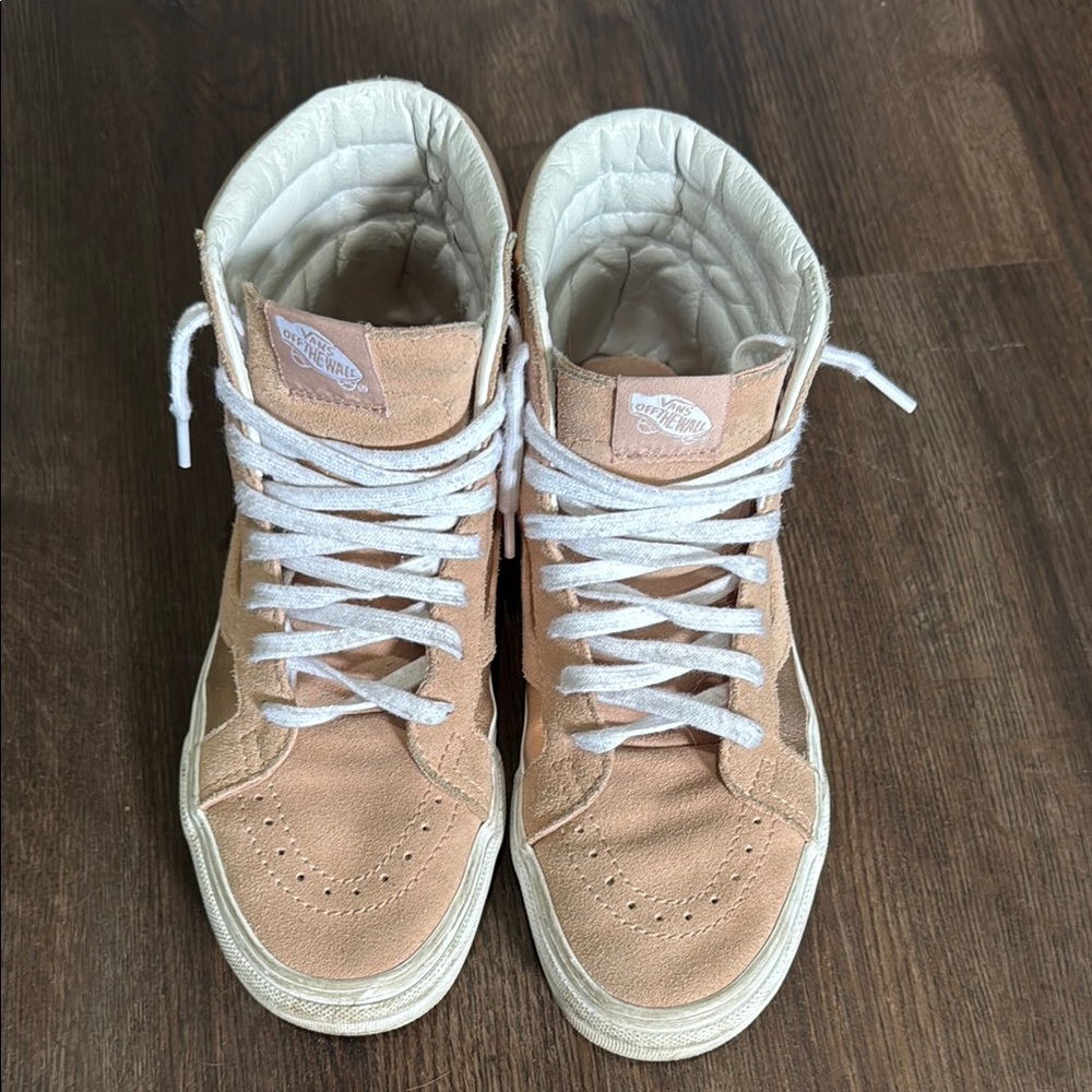 Vans High-Top Sneakers in Tan and White